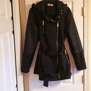 Michael Kors Black Bomber Biker style womans xl Jacket  - faux quilted leather